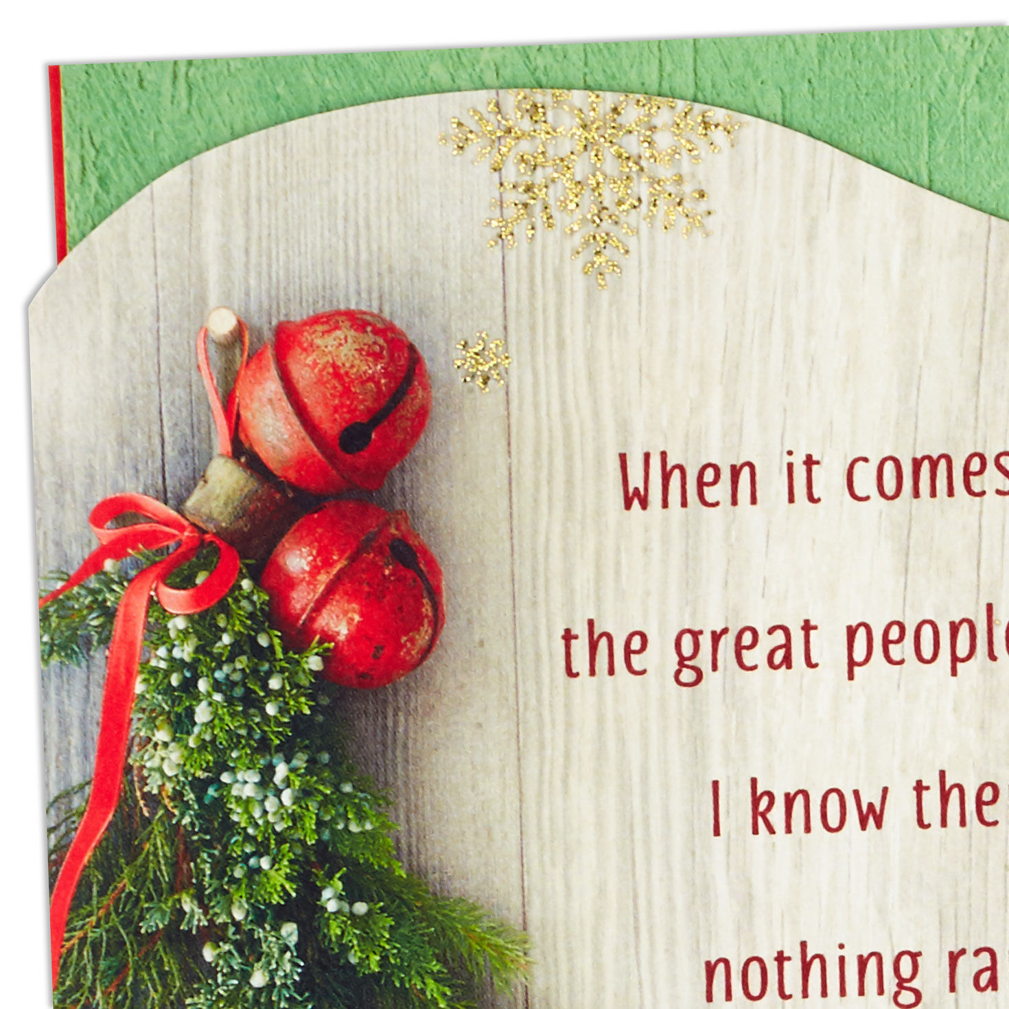 Holiday Greenery and Snowflakes Friend Christmas Card Card Front Detail image number 5