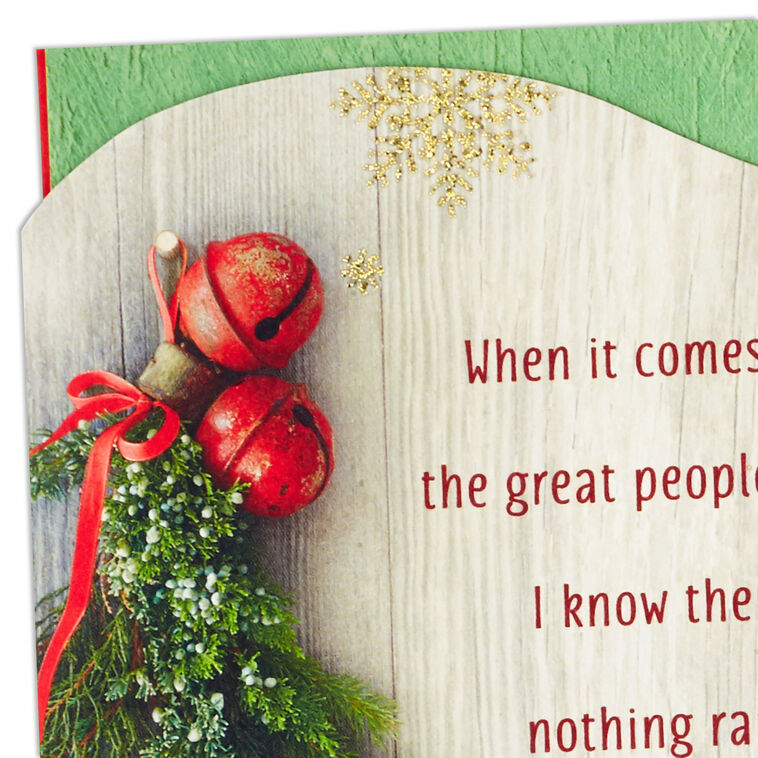 Holiday Greenery and Snowflakes Friend Christmas Card Card Front Detail image number 5