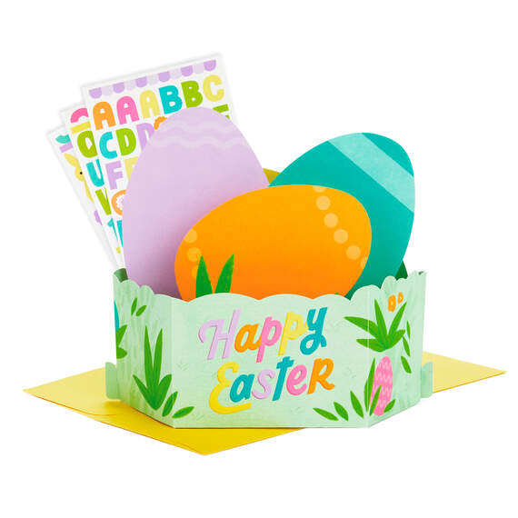 Dyed Eggs 3D Pop-Up Easter Card With Stickers, , large image number 1