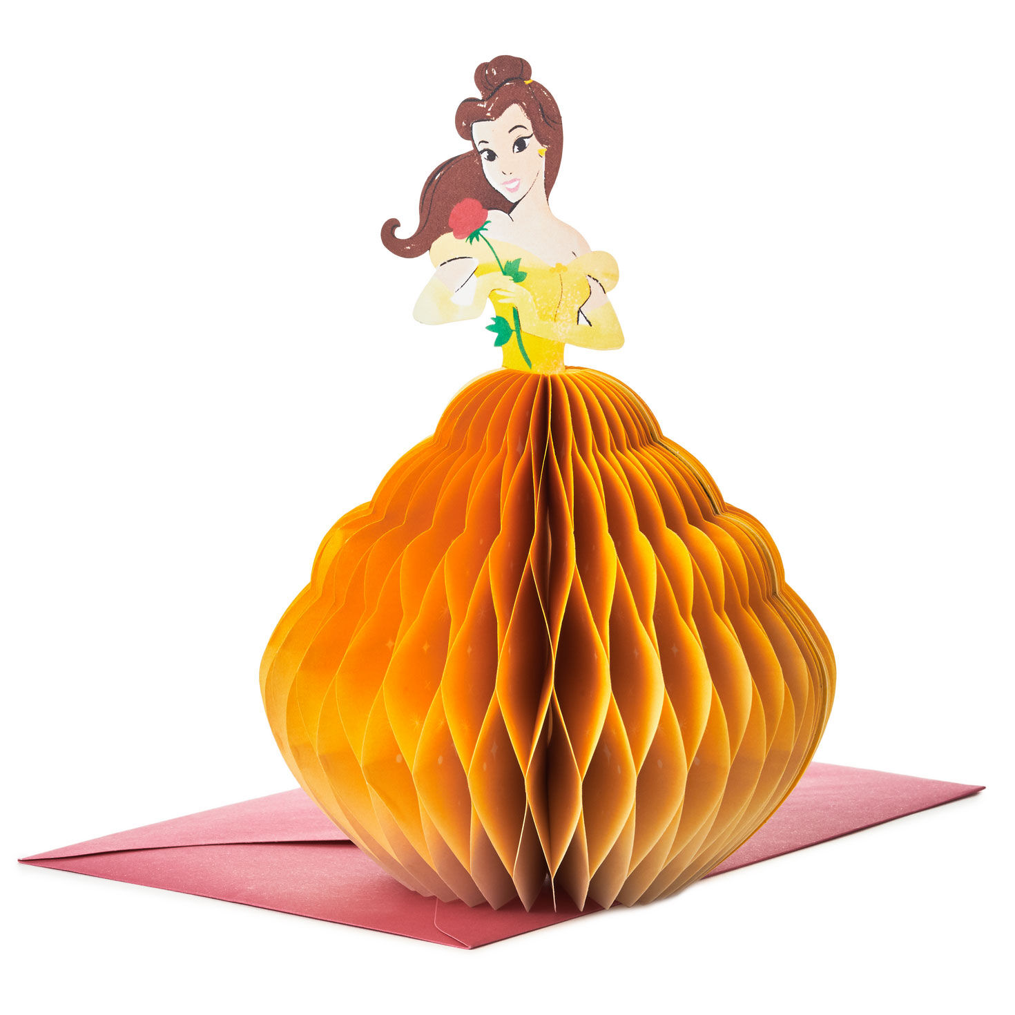Disney Beauty and the Beast Belle Heart of Gold Honeycomb 3D Pop-Up Card