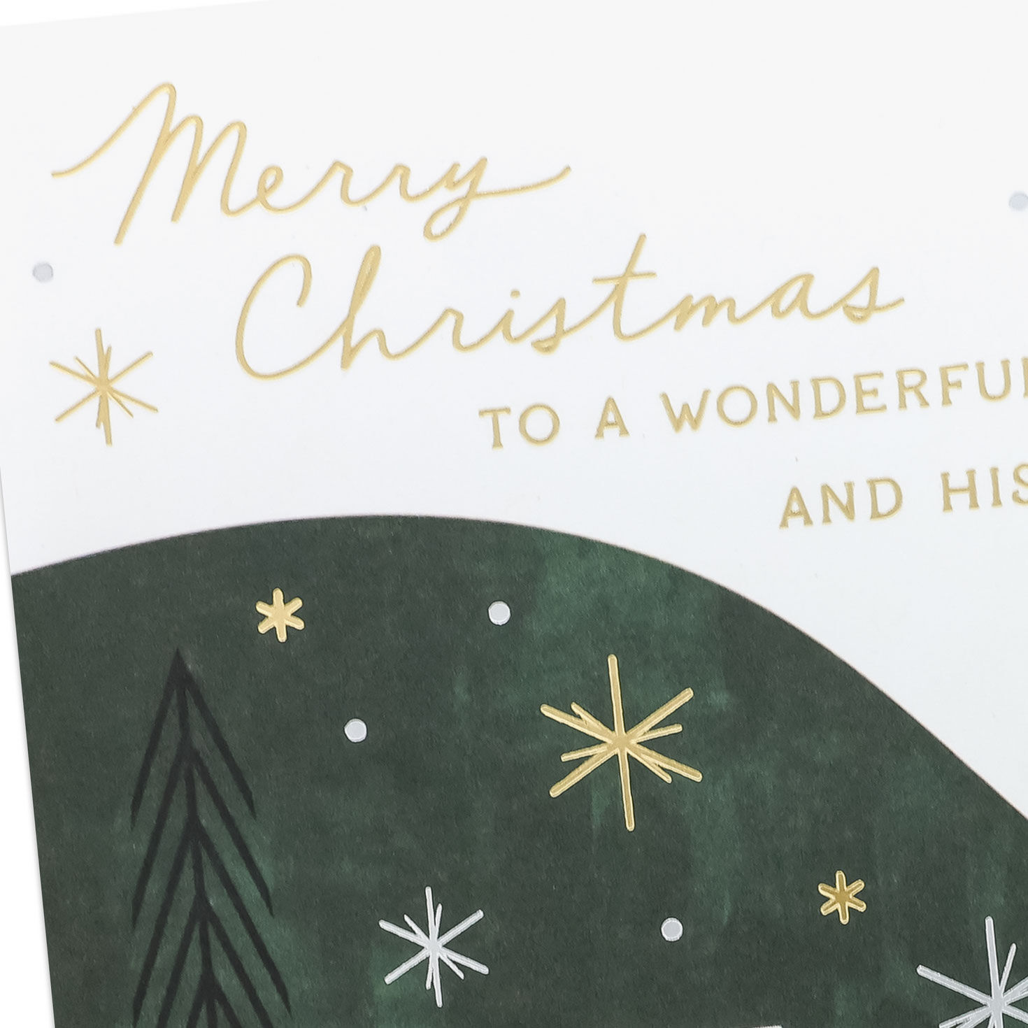 Green Winter Village Christmas Card for Son Card Front Detail image number 5
