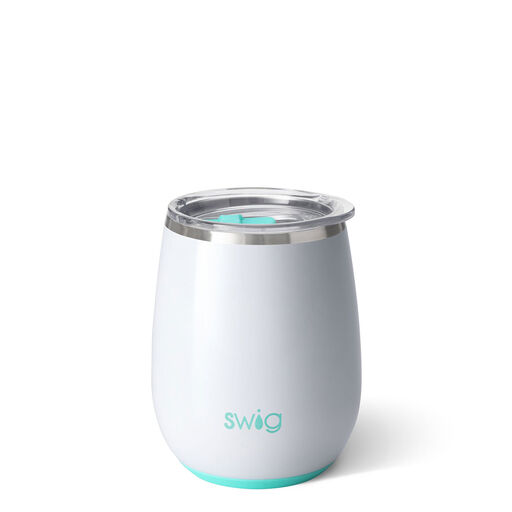 Swig Diamond White Stainless Steel Stemless Wine Glass, 14 oz., 
