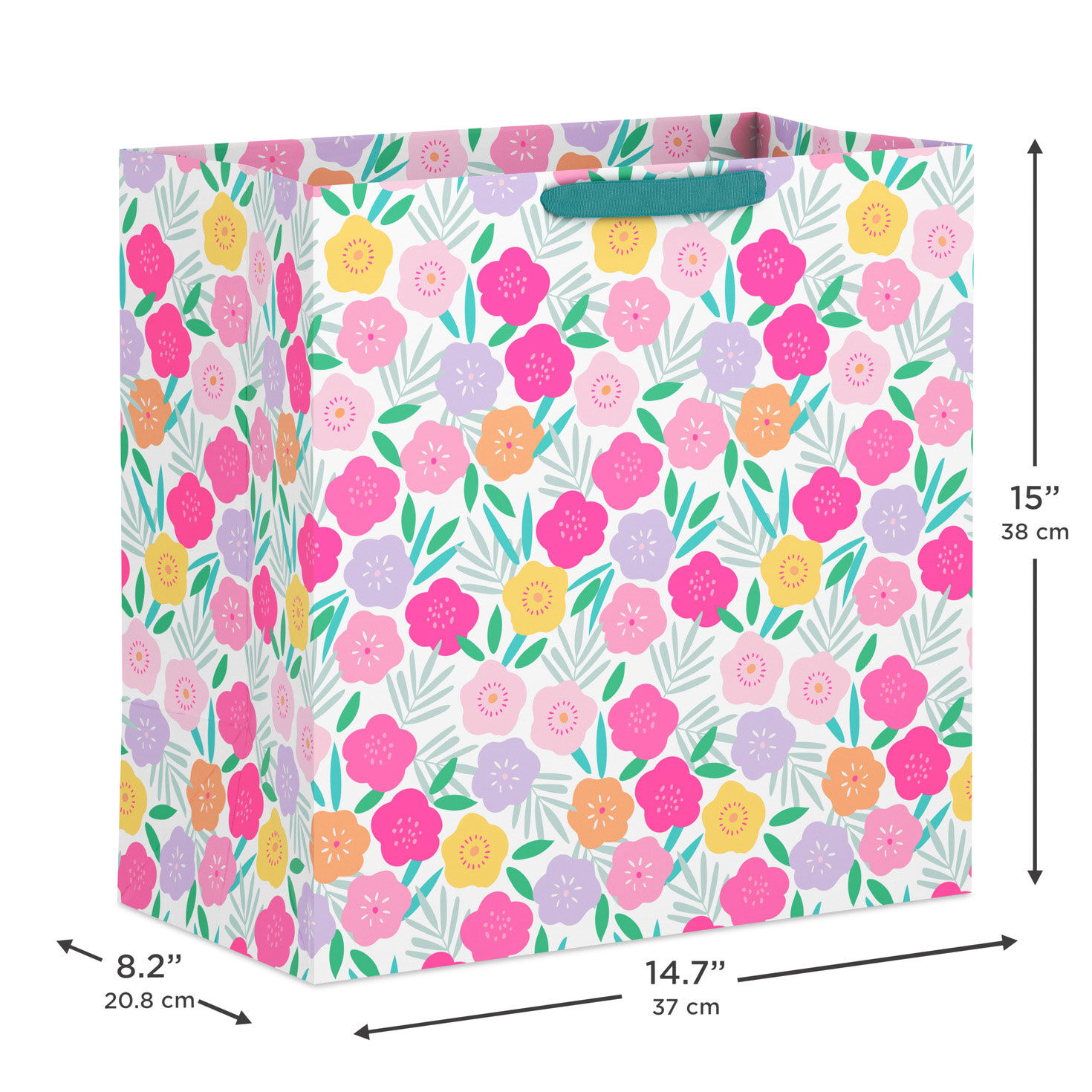 Colorful Floral Extra-Deep Gift Bag measurement image number 3