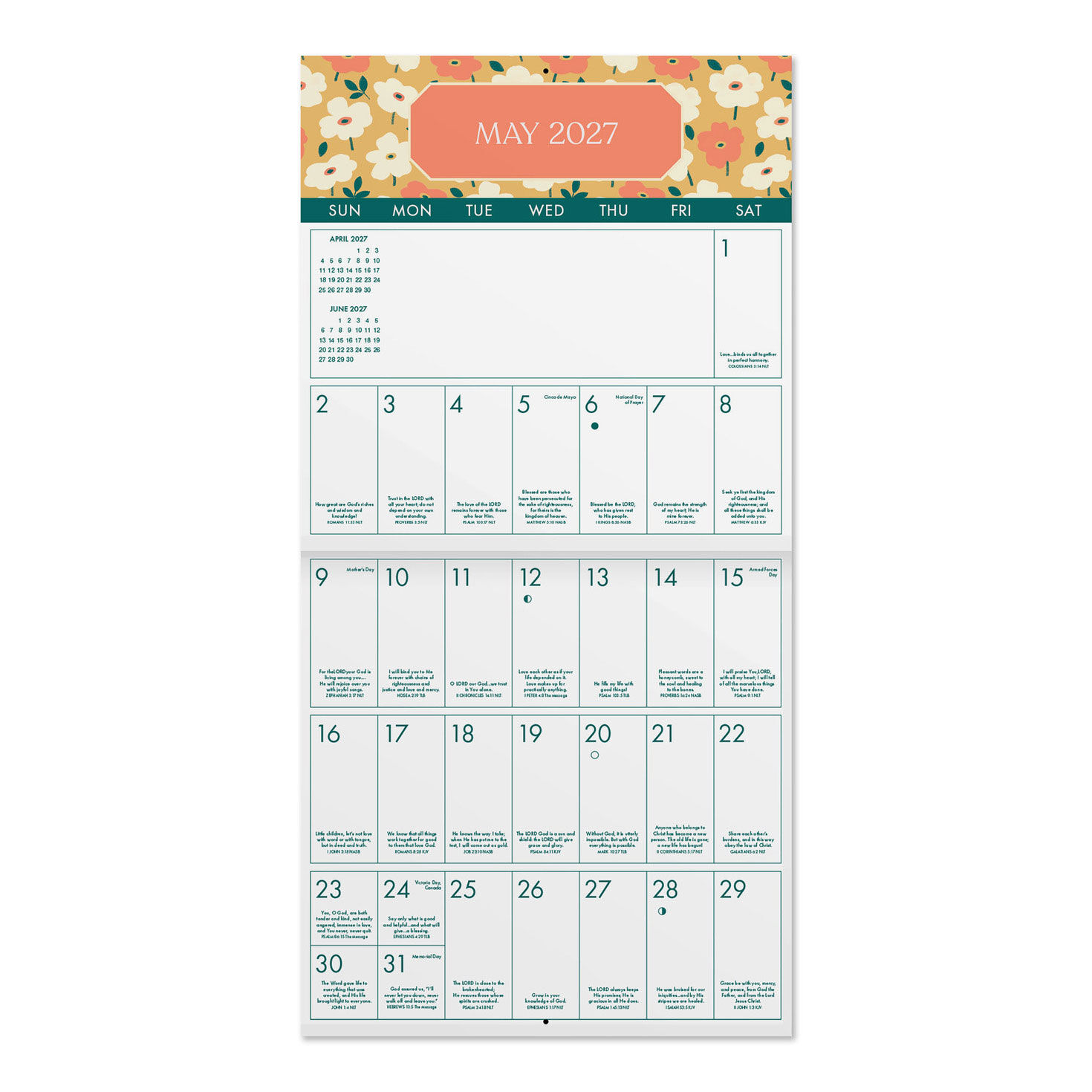 Daily Scripture Verses Christian 2027 Wall Calendar inside spread image number 4