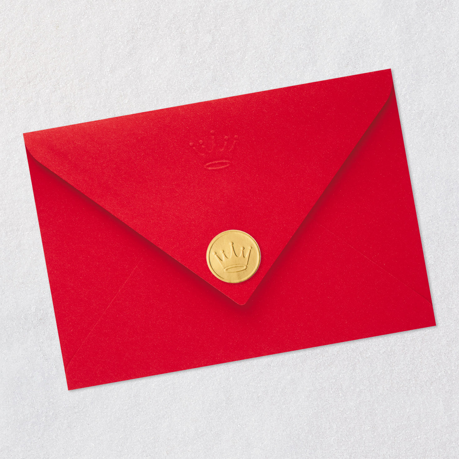 Poinsettia Joy to the World Christmas Card Envelope Back with Seal image number 8