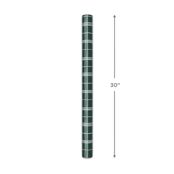 White Plaid on Green Holiday Wrapping Paper, 35 sq. ft., , large image number 5