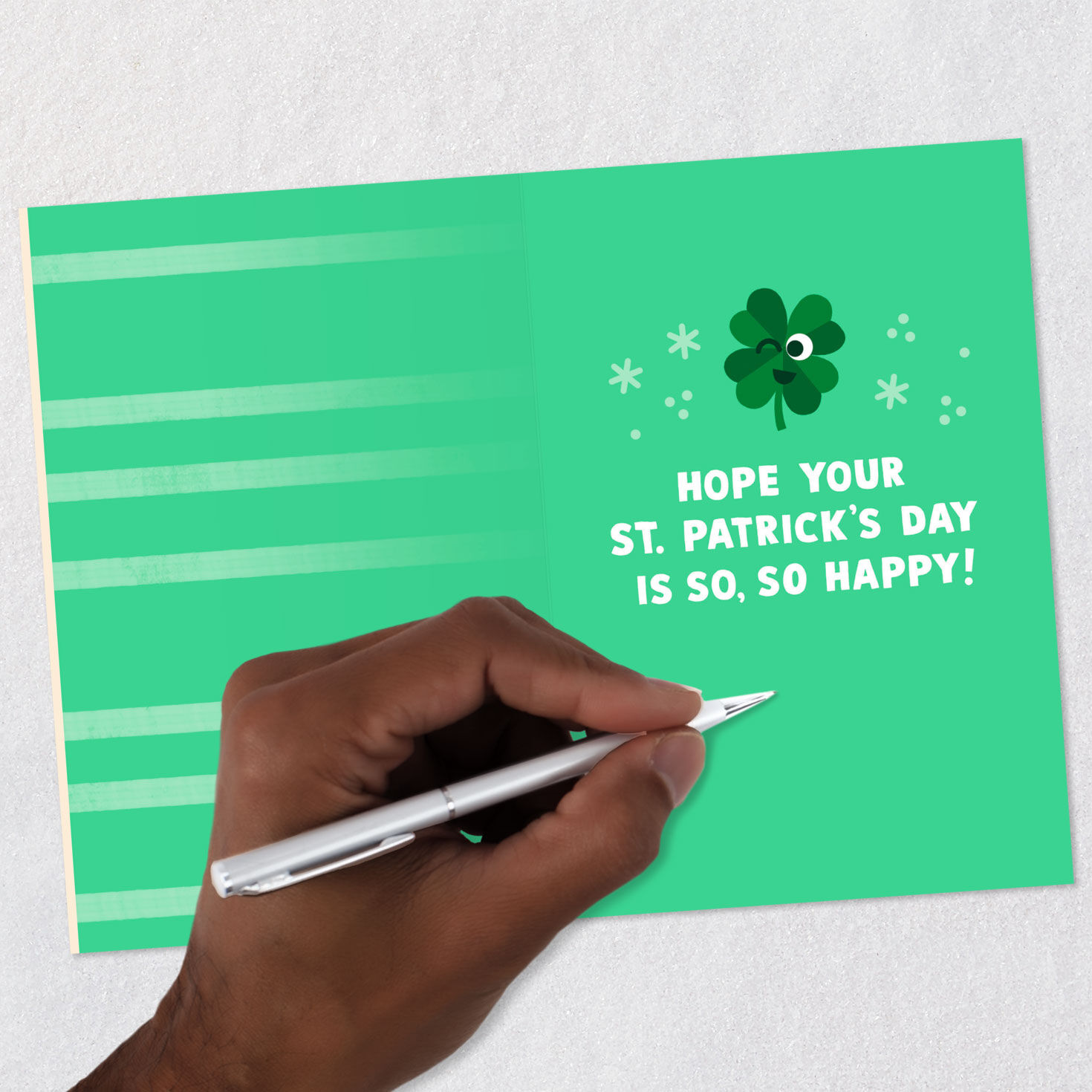 Letter Characters St. Patrick's Day Card for Grandson Signing card image number 7