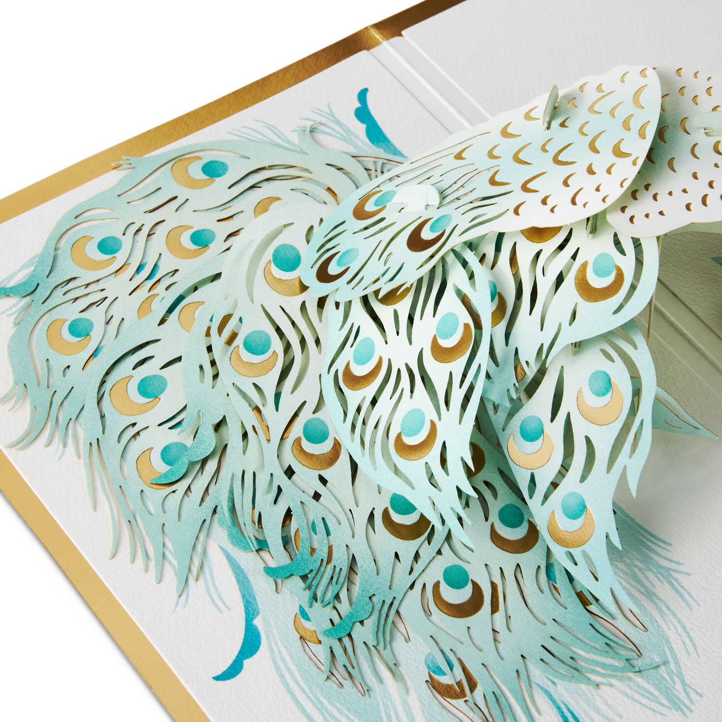 Blue and Green Peacock Encouragement Card pop-up detail image number 5