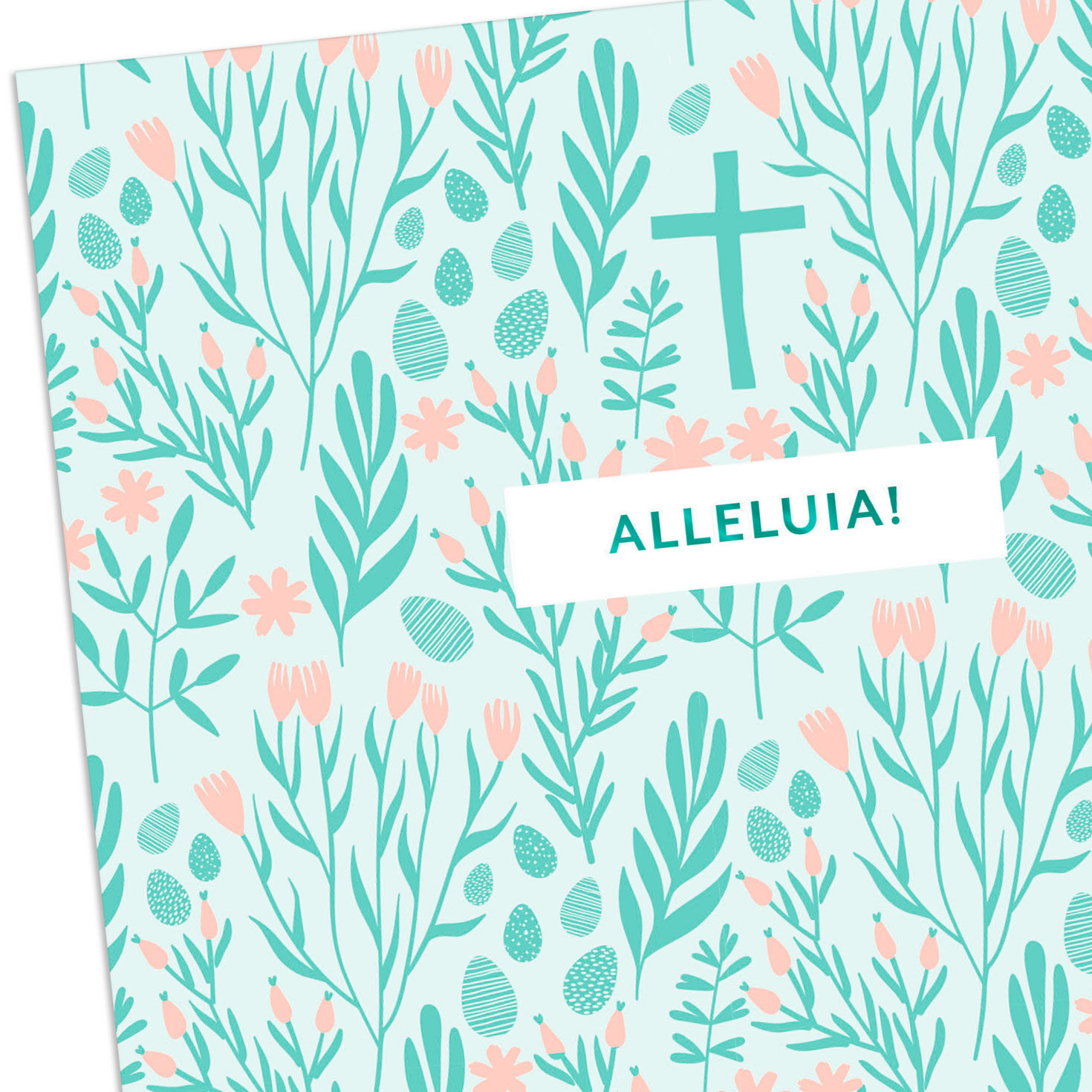 Peach and Mint Green Floral Easter Card Card Front Detail image number 5