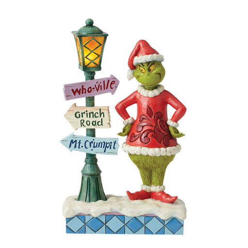 Jim Shore Grinch By Lit Lamppost Figurine, 10.24", 
