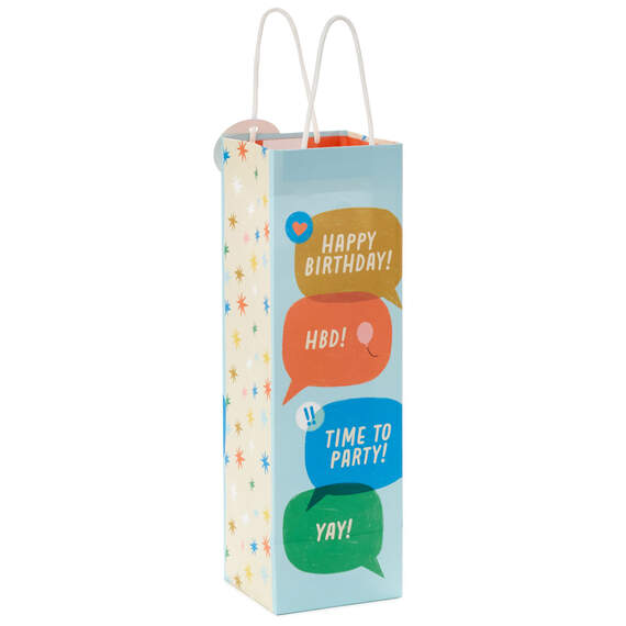 13" Happy Birthday Word Bubbles Wine Gift Bag, , large image number 6