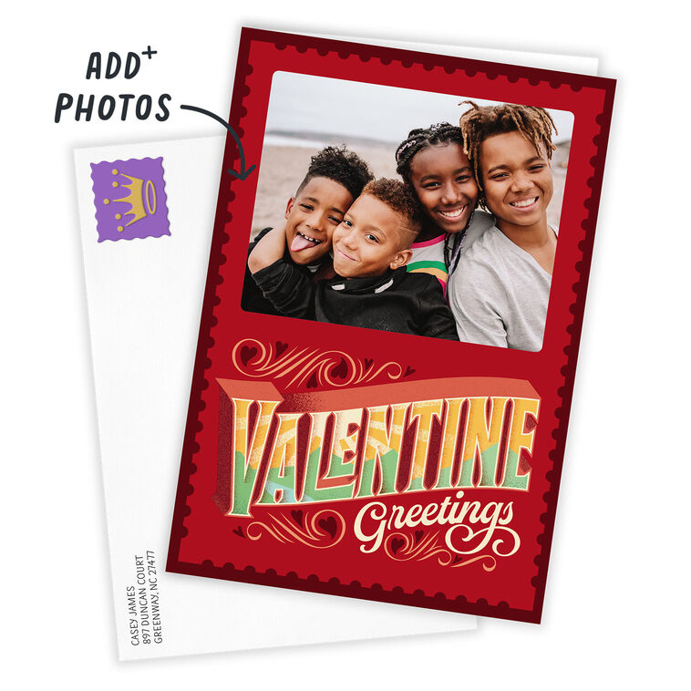 Vintage Postage Stamp Custom Valentine's Day Card, , large image number 2