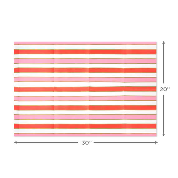 Pink, Coral and Gold Foil Stripes Flat Wrapping Paper With Gift Tags, 3 sheets, , large image number 5