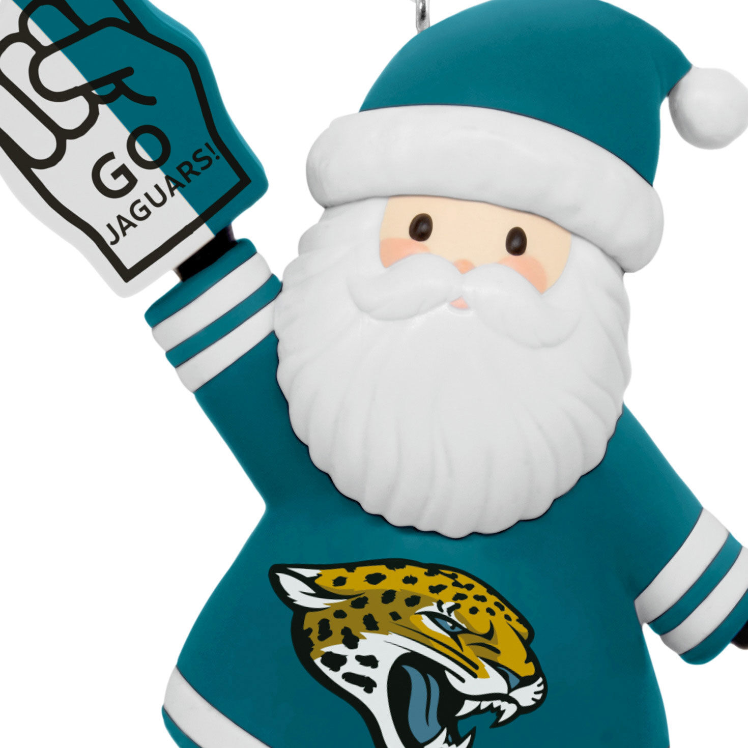 Jacksonville Jaguars Santa Fan Christmas Ornament upclose view image number 5