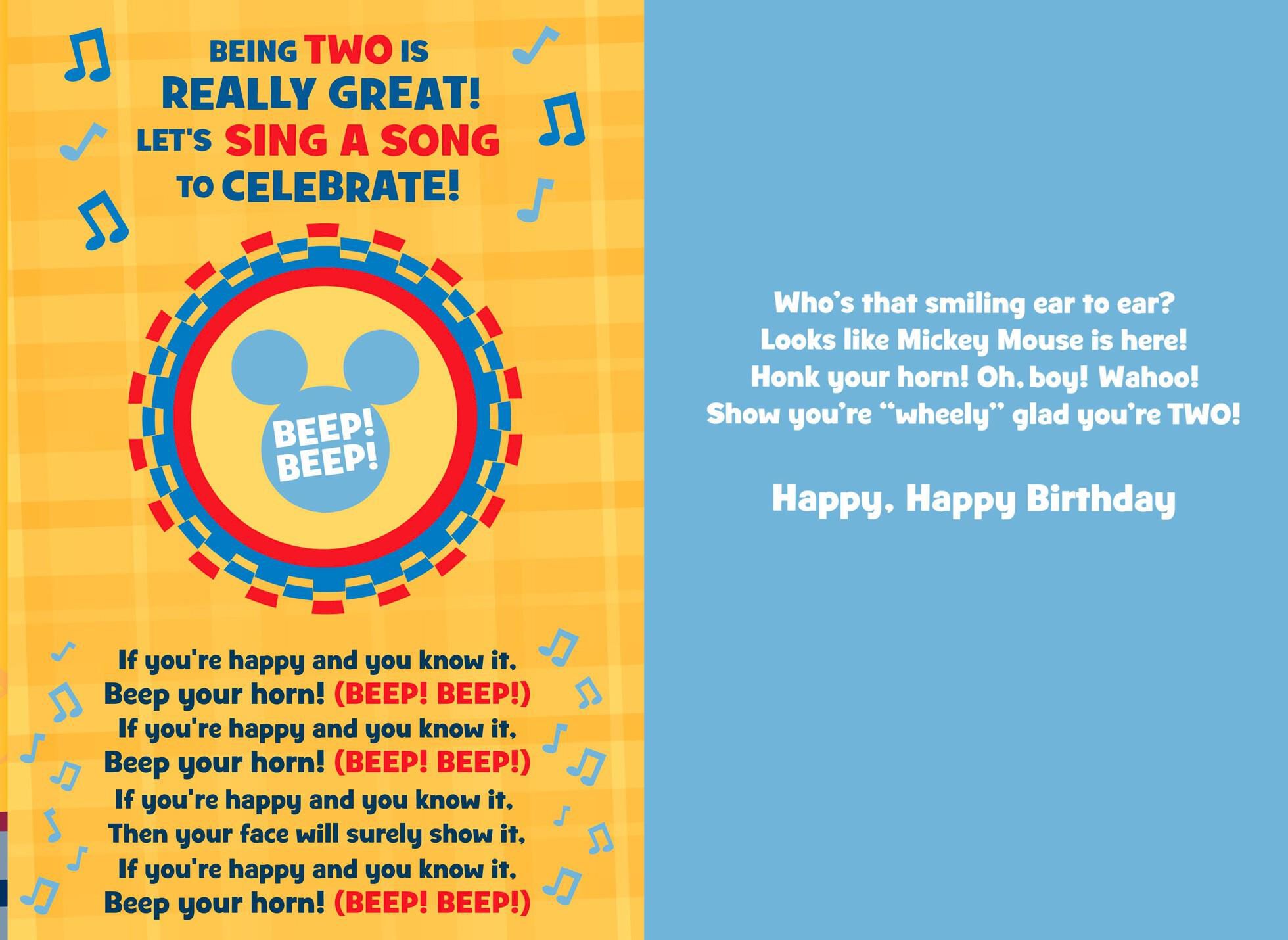Mickey Mouse 2nd Birthday Card With Sing-along Activity