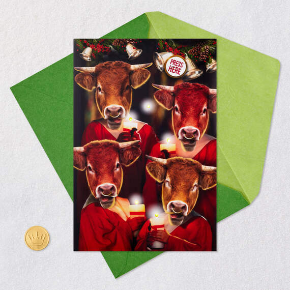 Carol of the Bulls Funny Musical Christmas Card With Light, , large image number 5