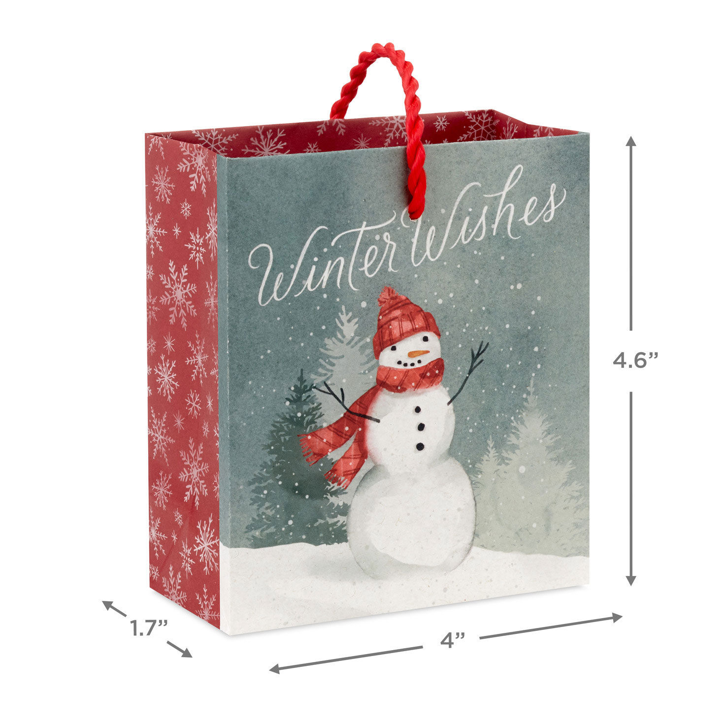 Winter Wishes Snowman Holiday Gift Card Bag measurement image number 3
