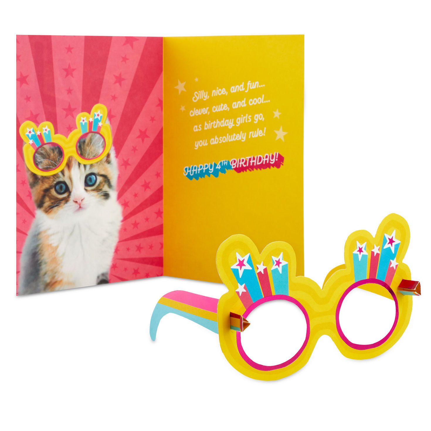 Girl, You Rule 4th Birthday Card With Wearable Sunglasses, , large image number 6