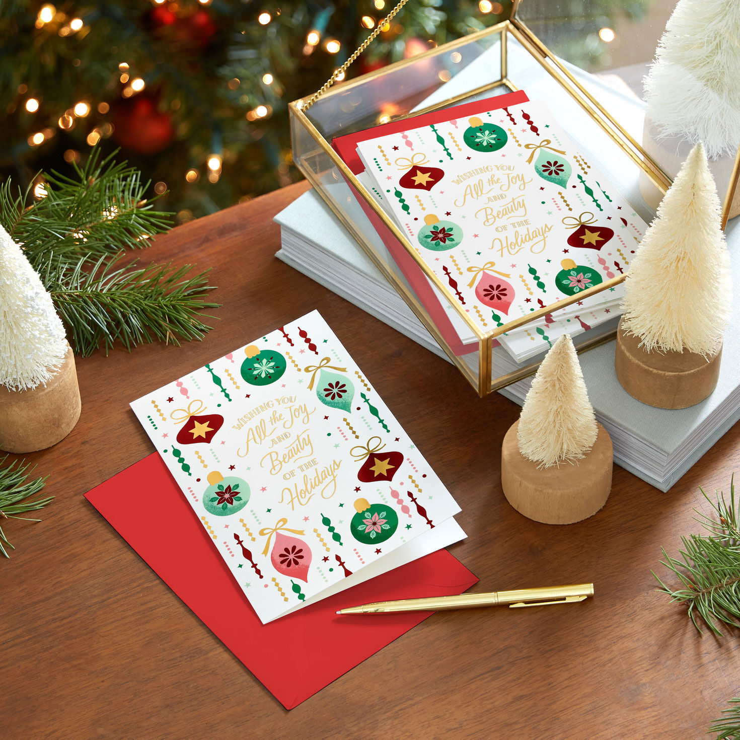 Vintage Ornaments Boxed Christmas Cards in use image number 7