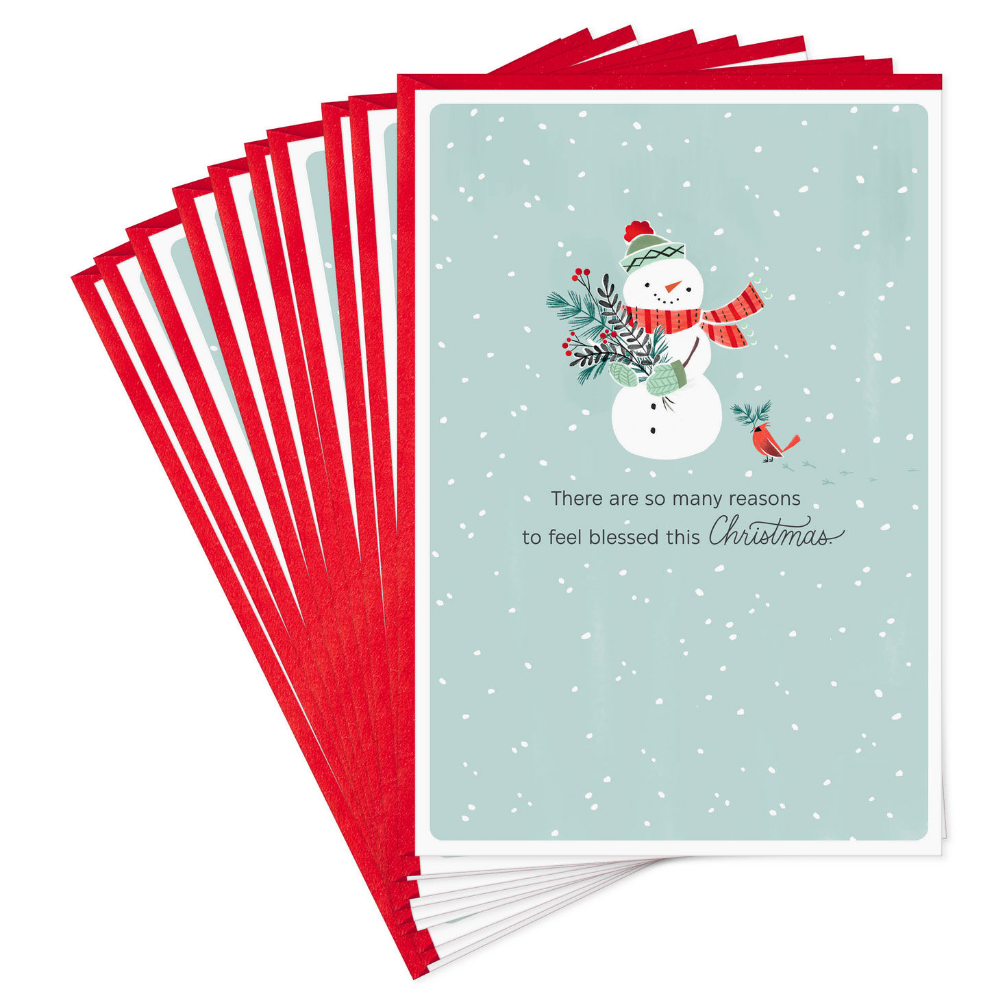 Snowman With Greenery Christmas Thank You Cards, Pack of 10