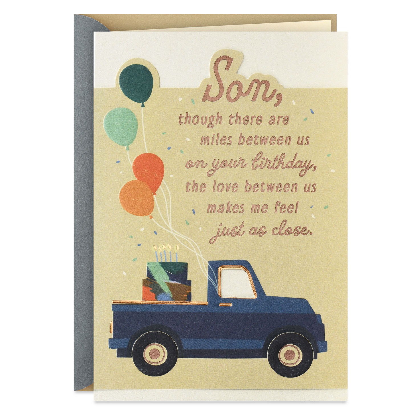 Love Makes the Miles Seem Close Birthday Card for Son
