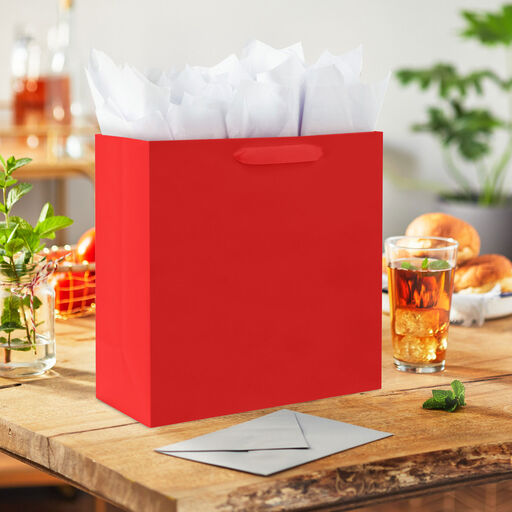 10.4" Red Large Square Gift Bag, 