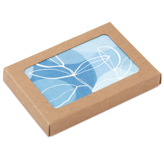 Leaf Outlines on Blue Blank Note Cards, Box of 10