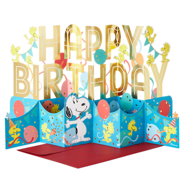 Jumbo Peanuts® Snoopy and Woodstock Fun and Good Times 3D Pop-Up Birthday Card