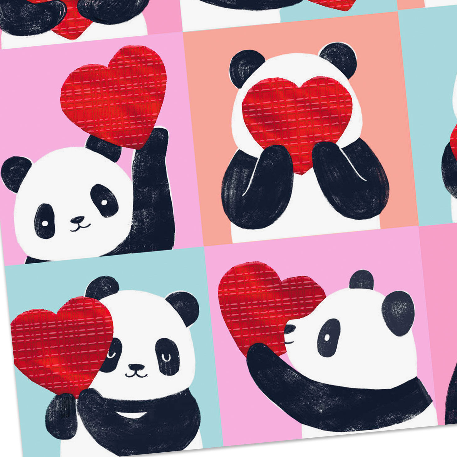 Panda Bear and Red Hearts Valentine's Day Card Cover Detail image number 5