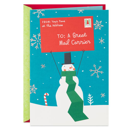 Thank You Snowman Christmas Card for Mail Carrier, 