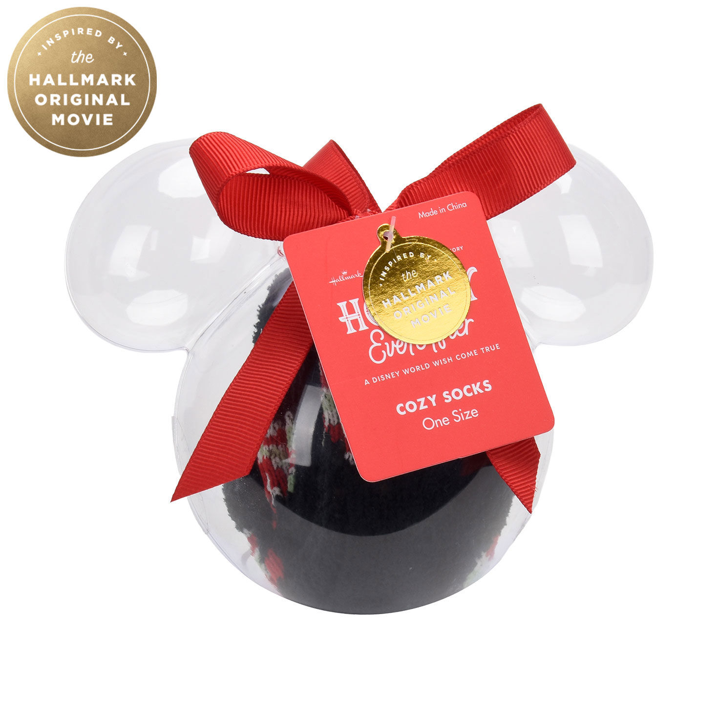 Hallmark + Disney Holiday Ever After Black Mickey Ears Crew Socks