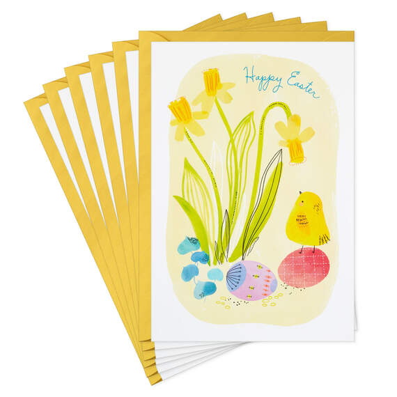 Bird and Daffodils Easter Cards, Pack of 6