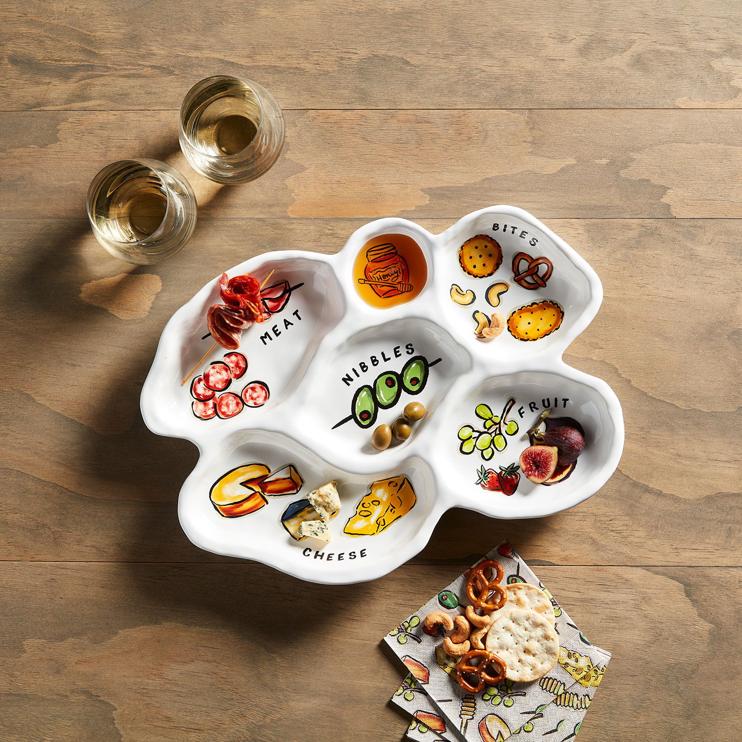 Mud Pie Sectioned Ceramic Charcuterie Platter  image number 2