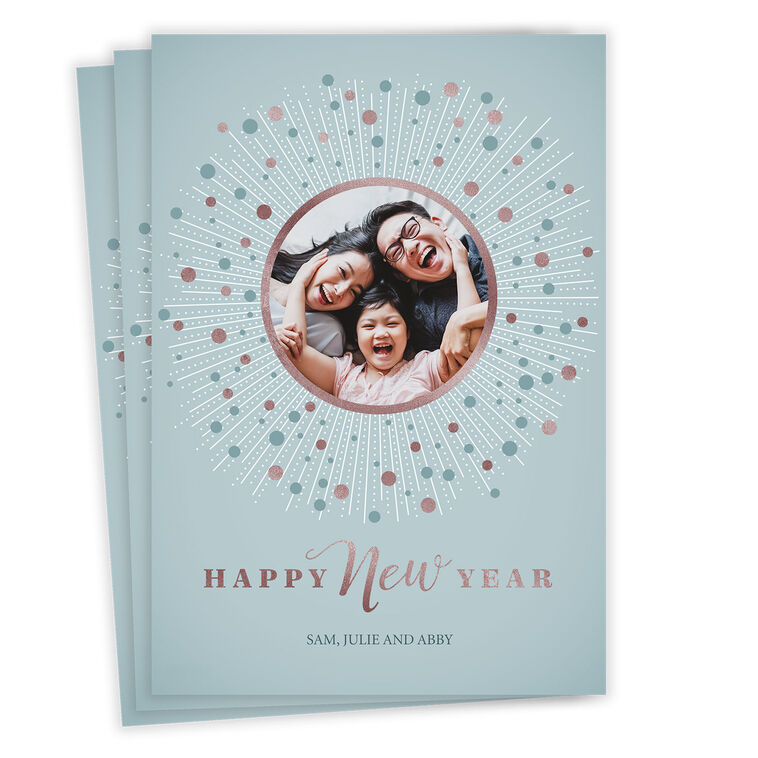 Elegant Burst Flat New Year Photo Card, , large image number 1