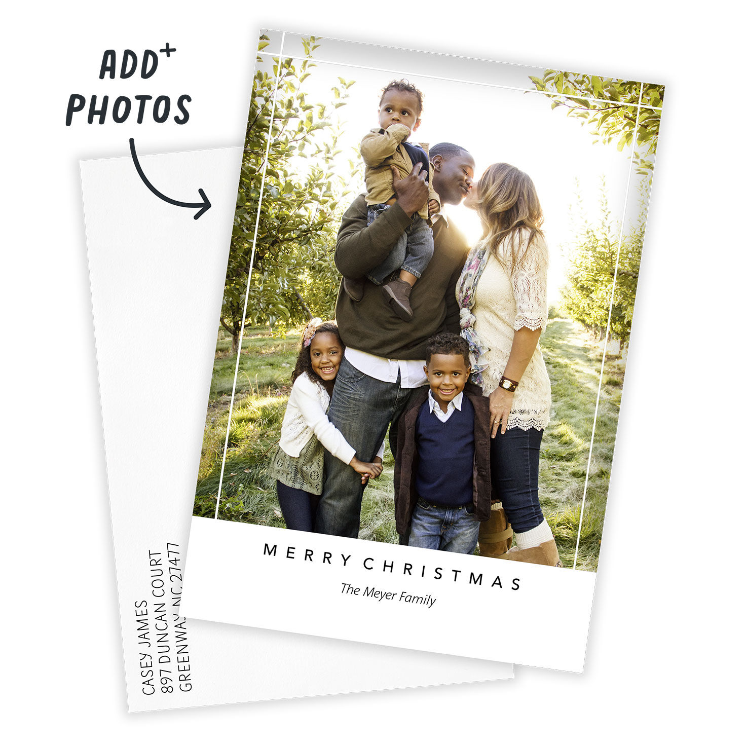 White Accent Lines Flat Christmas Photo Card, , large image number 2