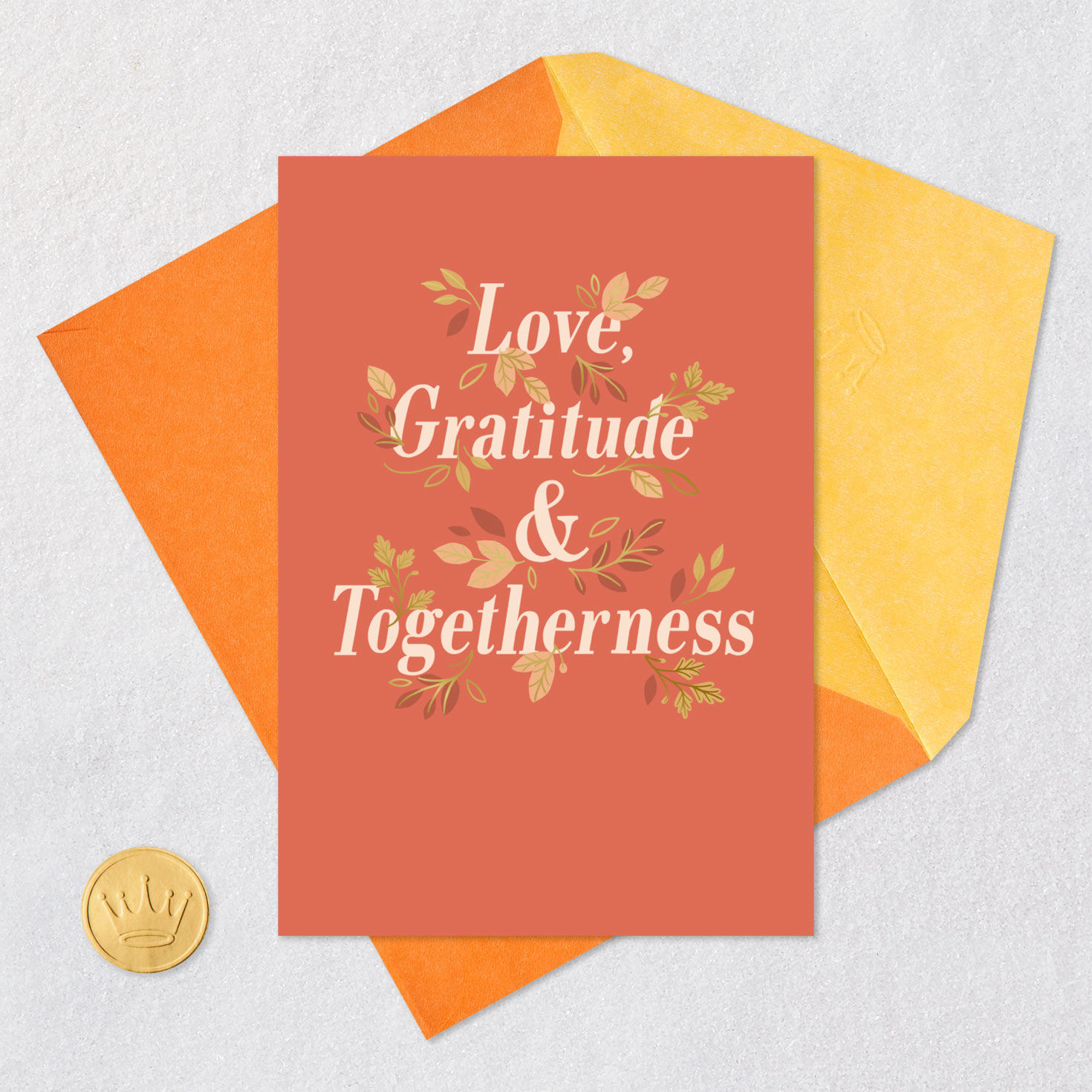 Love and Gratitude Togetherness Thanksgiving Card Card Front with Envelope and Gold Seal image number 5