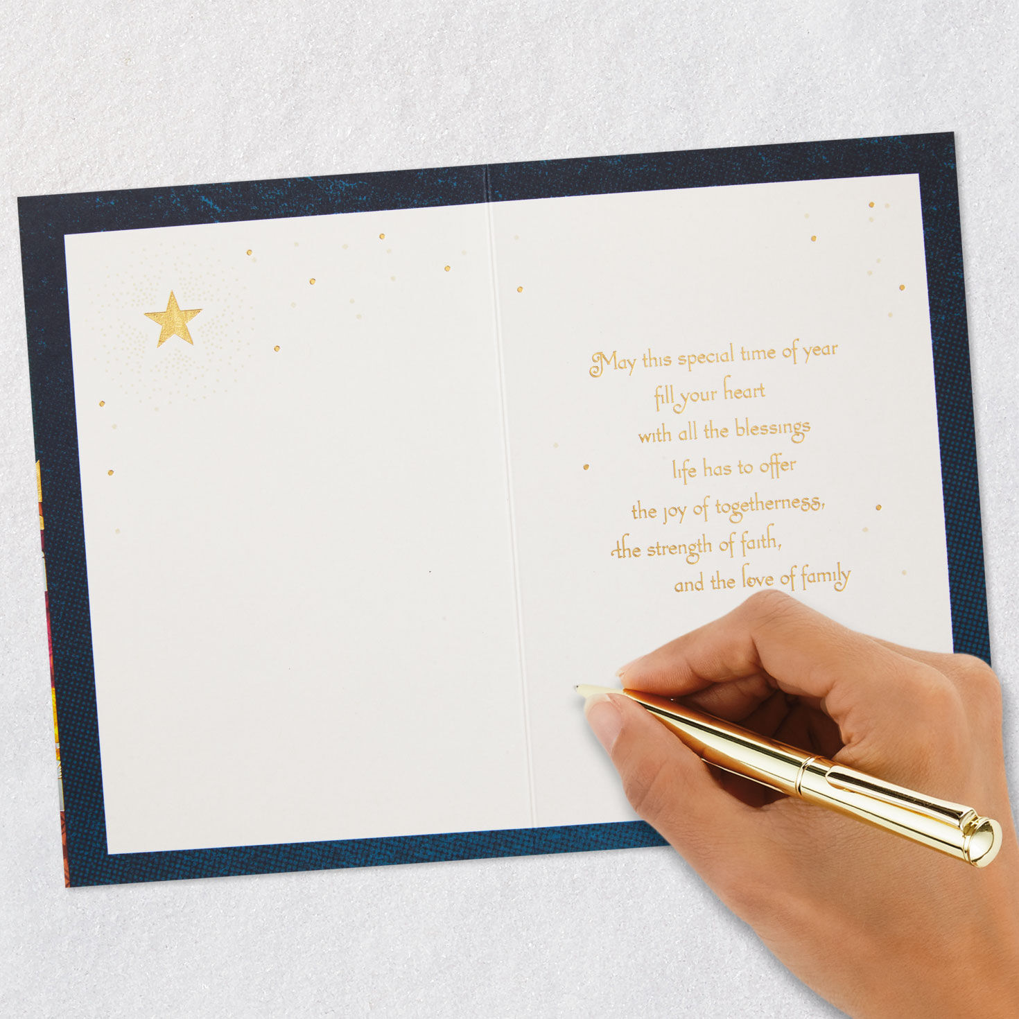 Eid Card with Golden Crescent and Mosque Skyline signing card image number 6
