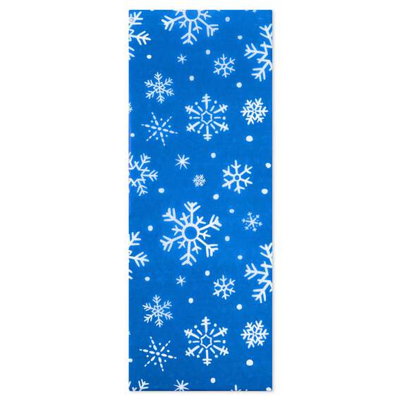 White Snowflakes on Blue Tissue Paper, 6 sheets