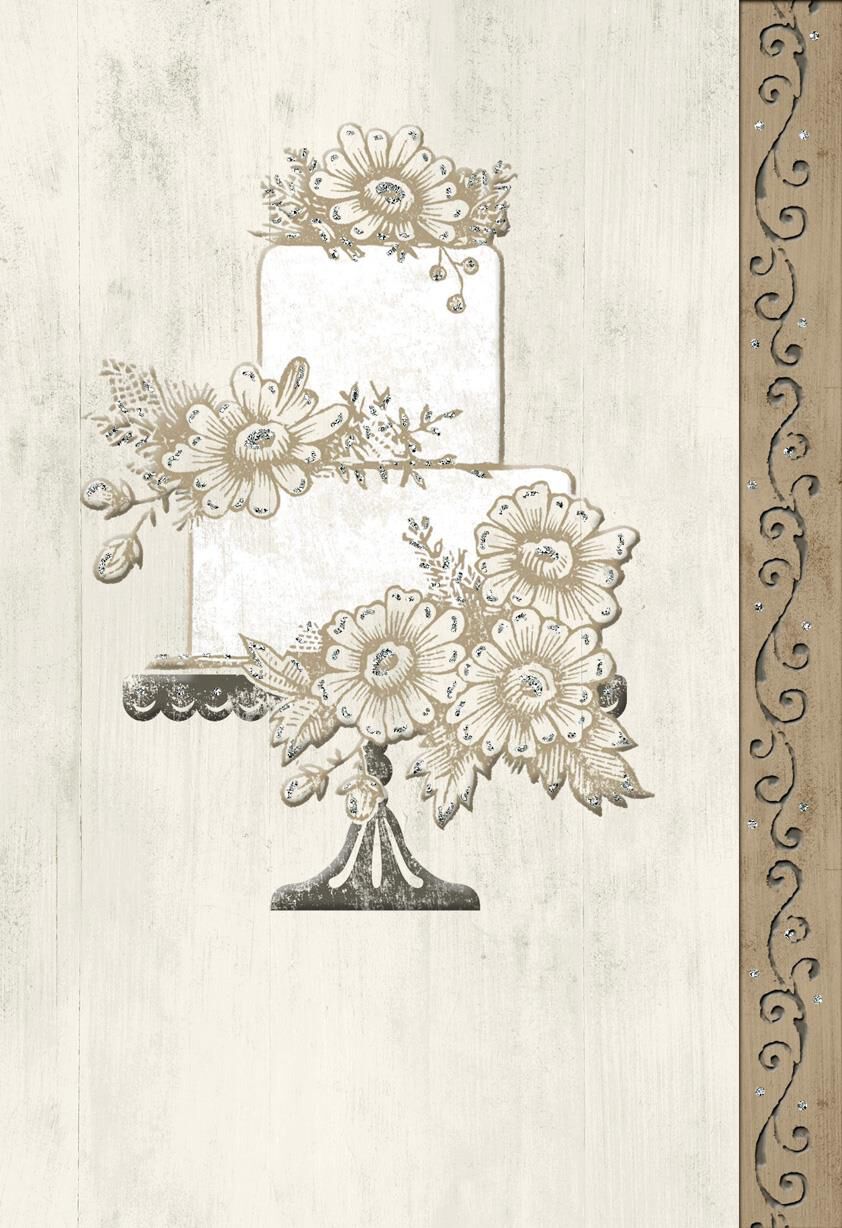 Wedding Cake With Flowers Blank Wedding Card