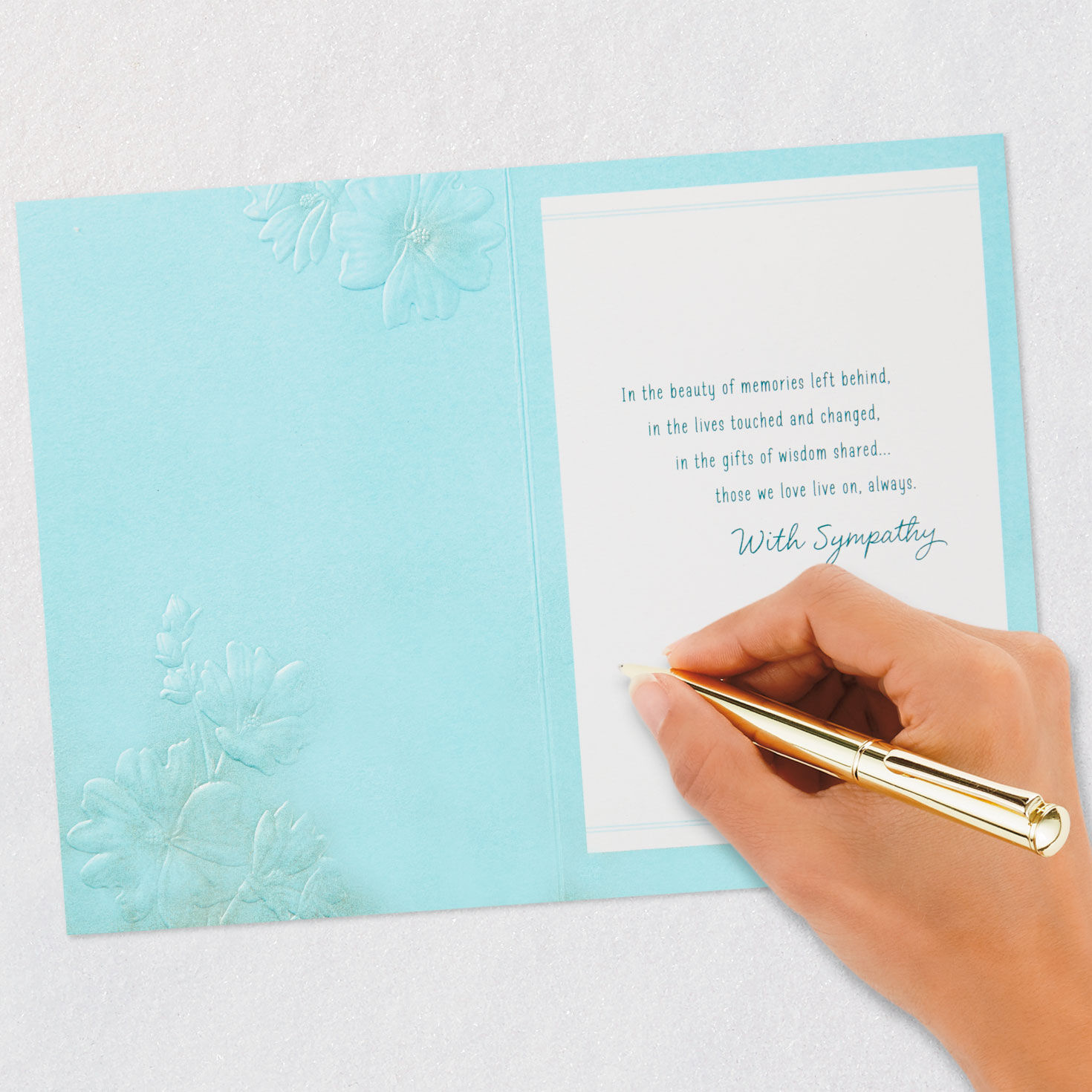 Embossed Wildflowers on Blue Sympathy Card Signing card image number 6