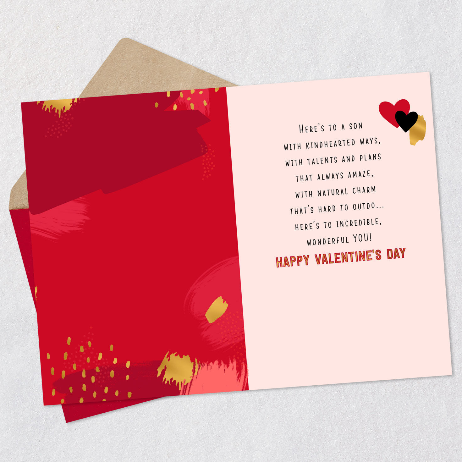 Abstract Heart Son Valentine's Day Card Open card with envelope image number 3