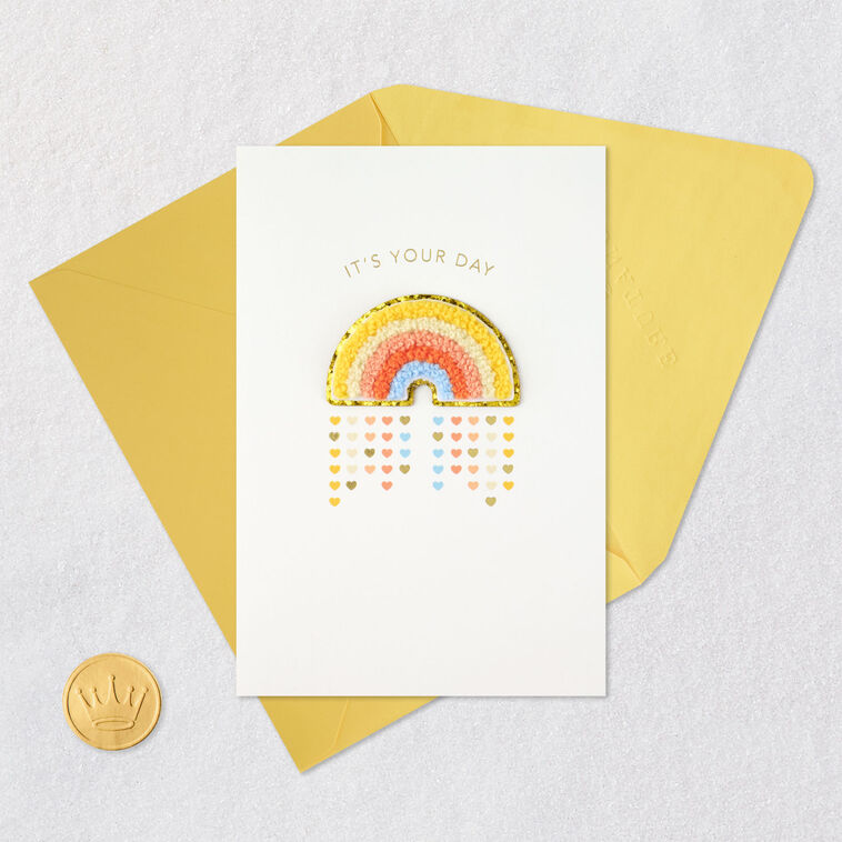 Rainbow Hearts Signature Birthday Card and Patch Card Front with Envelope and Gold Seal image number 7