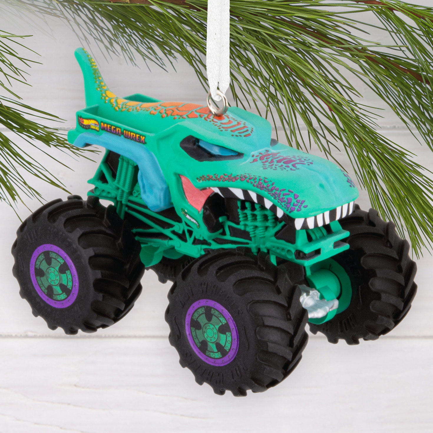 Hot Wheels Monster Trucks Christmas Ornament hanging on tree image number 2