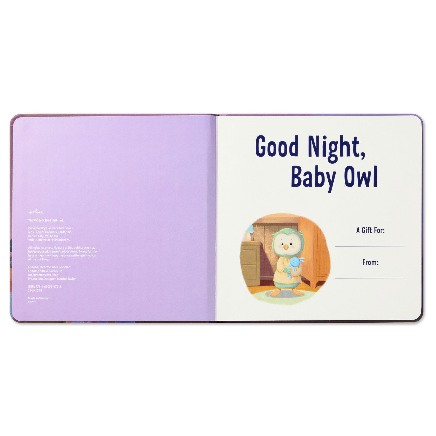 Goodnight Baby Owl Board Book for Kids open spread image number 3