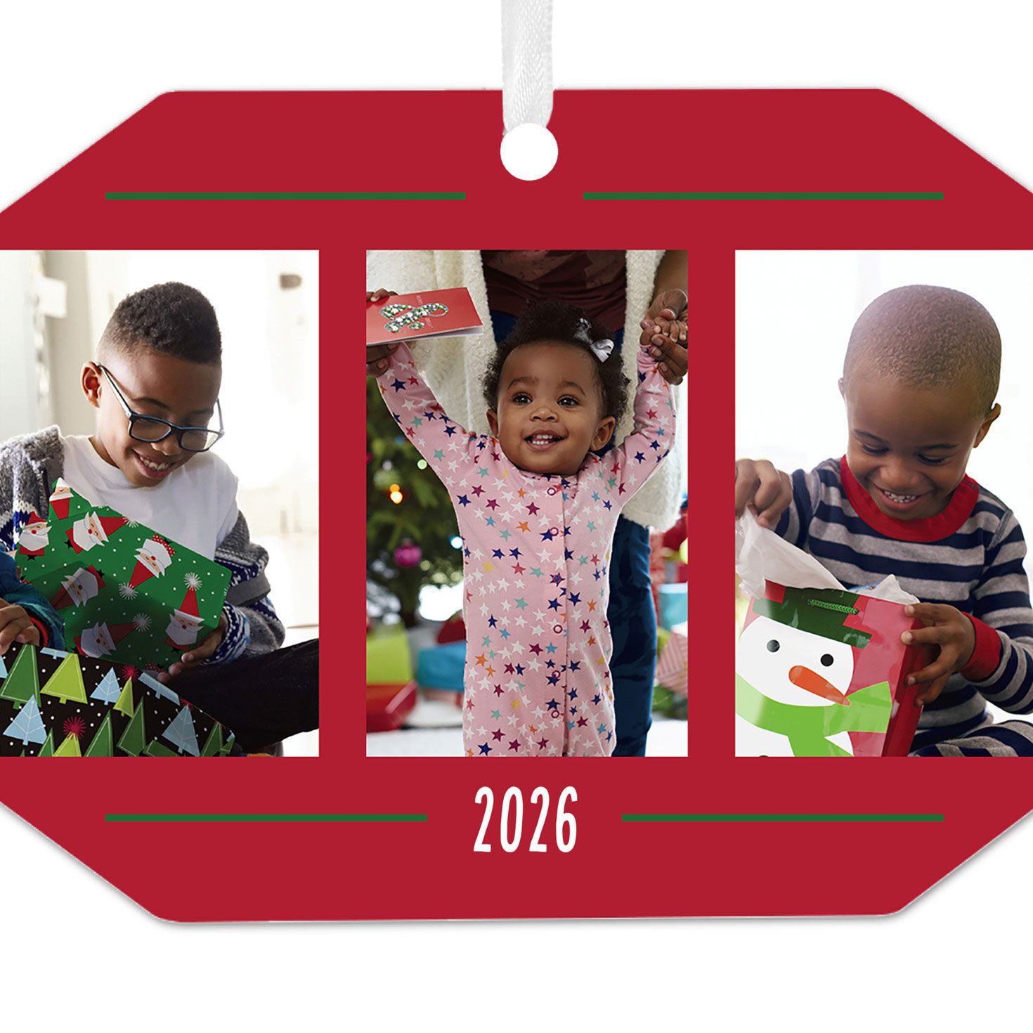 Three-Photo Personalized Christmas Ornament upclose view image number 5