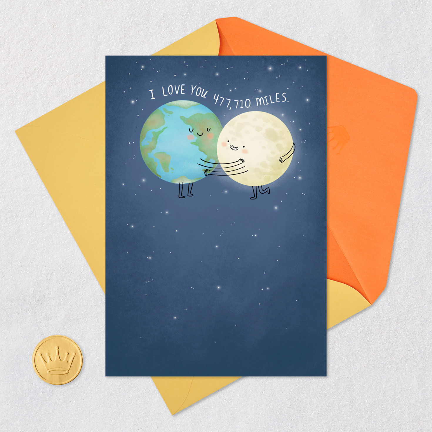 To the Moon and Back Romantic Love Card Card Front with Envelope and Gold Seal image number 5