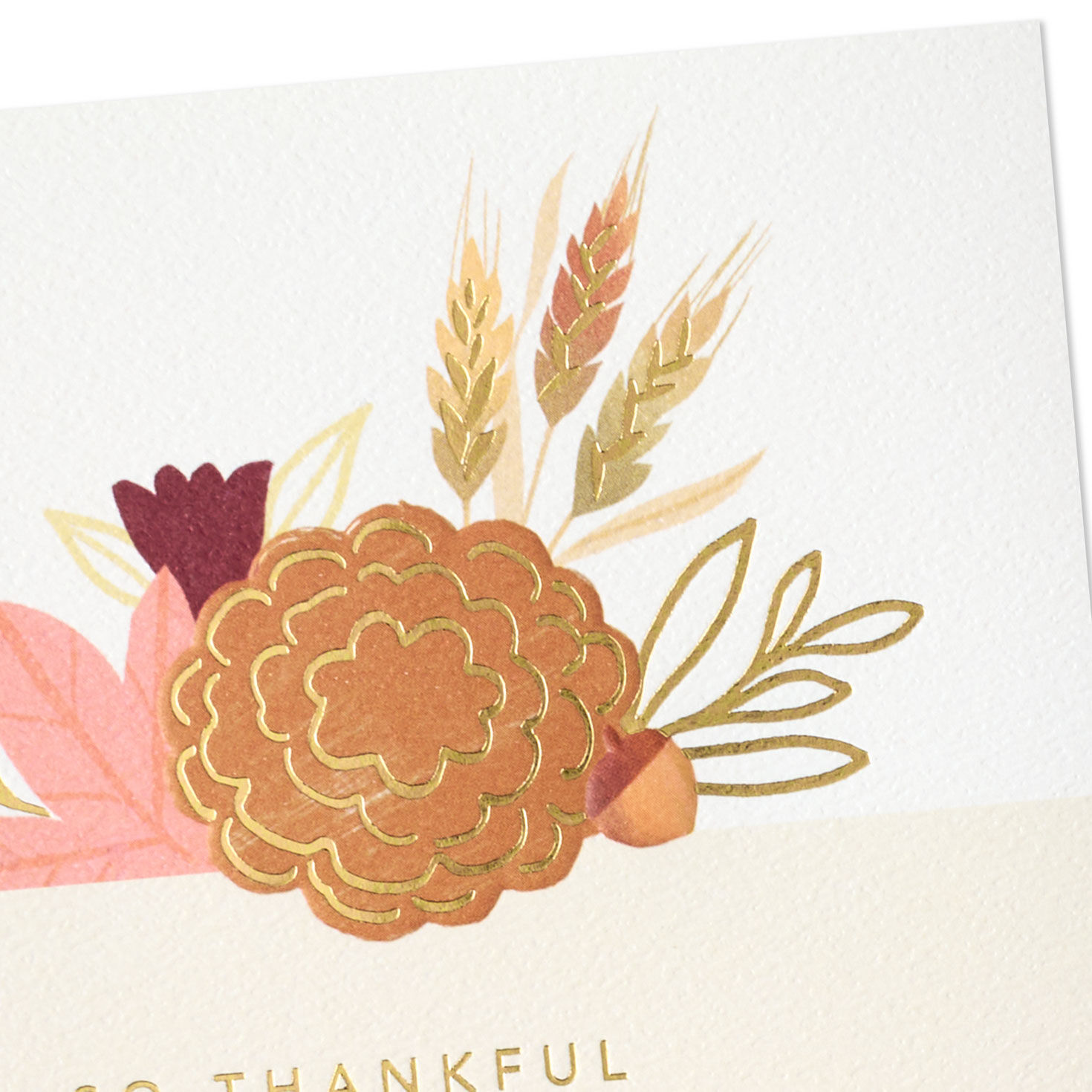 Fall Blooms and Wheat Thanksgiving Card Card Front Detail image number 4