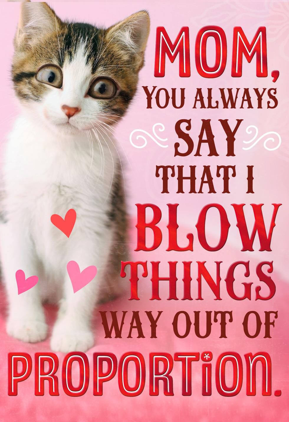 Unfolding Smiling Kitten Valentine's Day Card for Mom