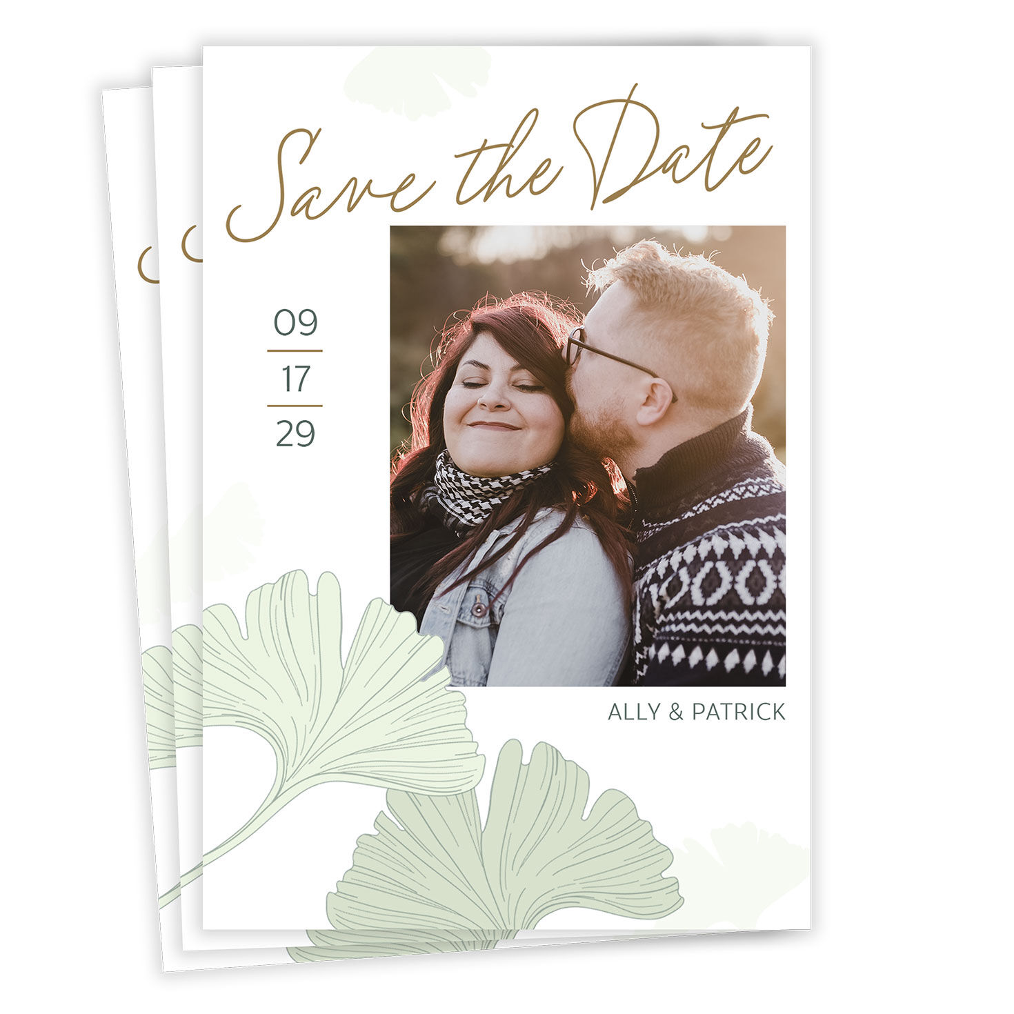 Elegant Ginkgo Leaves Flat Wedding Save the Date