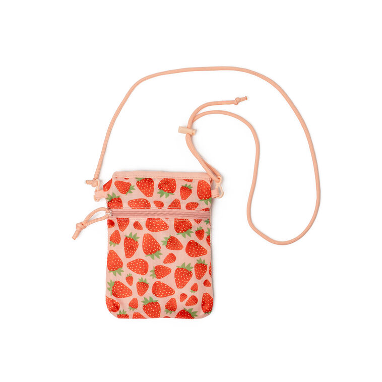 Strawberry Print Convertible Crossbody Shopping Bag  image number 1